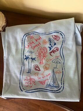 Gildan Light Blue Short Sleeve Tee with Red & Blue Nautical Print